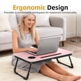 thumbnail image 5 of Portable Foldable Laptop Desk for Bed and Couch, Adjustable Lap Desk with Cup Holder and Phone Holder, Ideal for Working, Reading, Writing, and Breakfast-Pink, 5 of 6