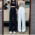 thumbnail image 4 of Pantalones anchos y elegantes de pierna ancha para mujer, traje adelgazante de cintura alta, primavera y verano, 4 of 6