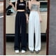 thumbnail image 5 of Pantalones anchos y elegantes de pierna ancha para mujer, traje adelgazante de cintura alta, primavera y verano, 5 of 6