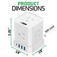 thumbnail image 2 of Tiras de alimentación en forma de cubo con protección contra sobretensiones, cable de extensión de 10 pies con múltiples salidas, 5 enchufes de CA + 3 tiras de alimentación de carga USB con puertos US, 2 of 5