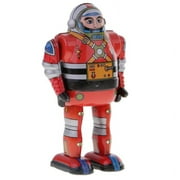 Vintage Wind Up Robot Astronaut w/ Key Clockwork Mechanical Walking Tin Toys