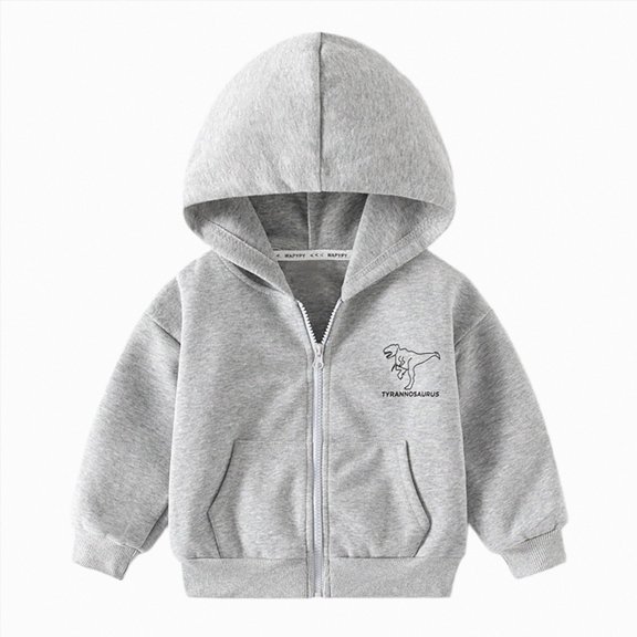 TOWED22 Kids Zip Up Hoodie School Uniform Boys Girls Zipper Sweatshirt Oversized Y2K Fall Hooded Jackets With Pockets Preppy Clothes,Grey,4-5 Y