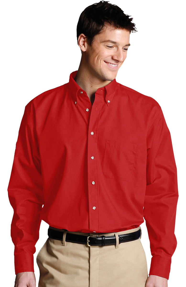 MEN'S LONG SLEEVE POPLIN SHIRTS,COLOUR RED SIZE S TO L 