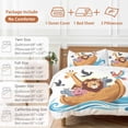 thumbnail image 6 of Cartoon Animals Bedding Duvet Cover Set Queen Size 4 Pieces Lion RescueBoat in Ocean Bedding Set with Zipper Closure, 1 Comforter Cover 90x92 Inches 1 Flat Sheet & 2 Pillow Cases, 6 of 7