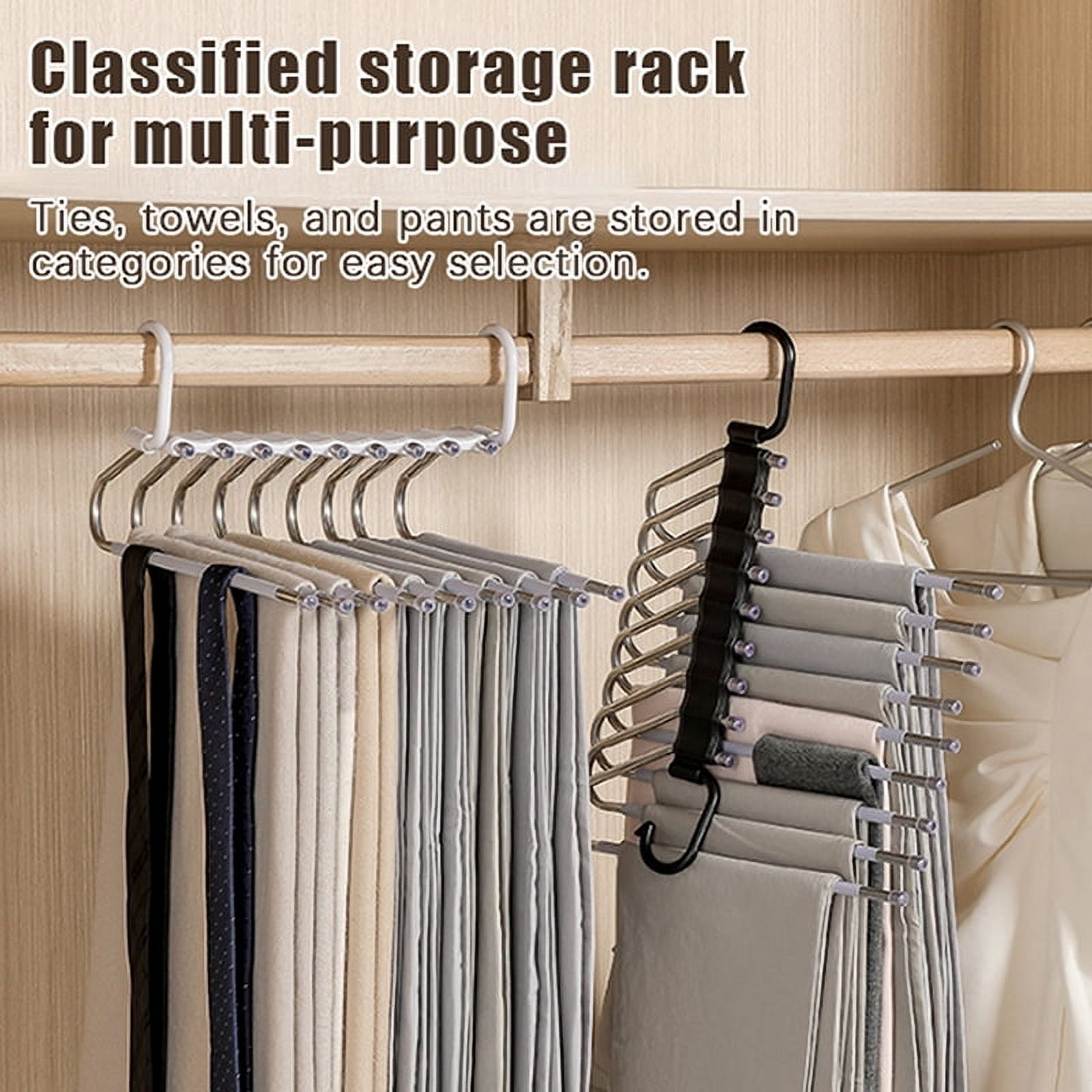 Folding Magic Pants Hangers 5/9layers Stainless Steel Space Saving Clothes Rack Organizer For Wardrobe Jeans Trousers Scarf