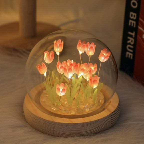 MYKOMI Pretty 20 Tulips Lamps Flower Night Light Cute Bedroom Decor Aesthetic Unique Gifts for Women - Battery Powered (not Included)