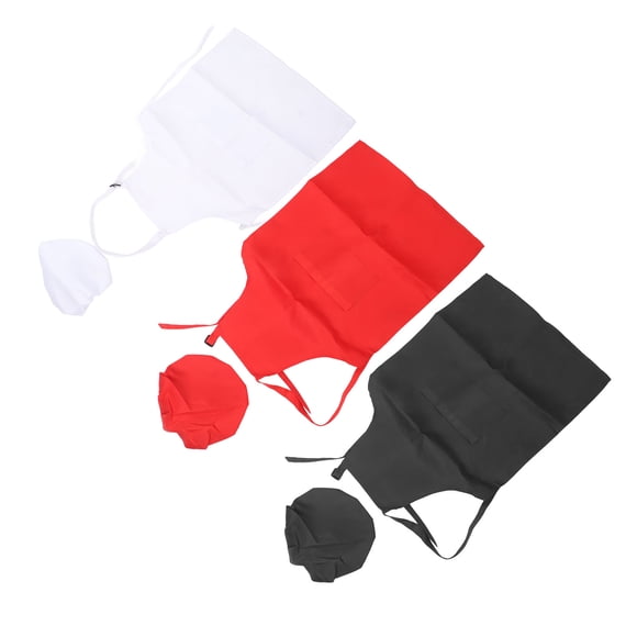 Conjunto De Gorro De Cocinero Con Delantal Para Niños, Gorro Y Delantal Cómodos De Poliéster, Color Rojo, Negro Y , Para La Escuela