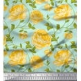 thumbnail image 1 of Soimoi Georgette Viscose Fabric Leaves & Rose Floral Print Fabric by the Yard 42 Inch Wide, 1 of 3