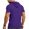 thumbnail image 4 of Aofany Mens Short Sleeve Hoodies Tops Solid Hooded T Shirt Gym Workout Pullover Athletic Shirts, 4 of 7