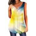 thumbnail image 1 of Gibobby Top de chaleco estampado de flores coloridas con cuello en V y botones simples informales de verano para mujer(Amarillo,G), 1 of 3