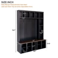 thumbnail image 2 of Harper & Bright Designs Farmhouse Hall Tree with Bench and Hooks , 4-in-1 Coat Rack with Shoe Cabinet , 76.7"H Entryway Tree with Storage and Adjustable Shelves for Living Room , Black, 2 of 16