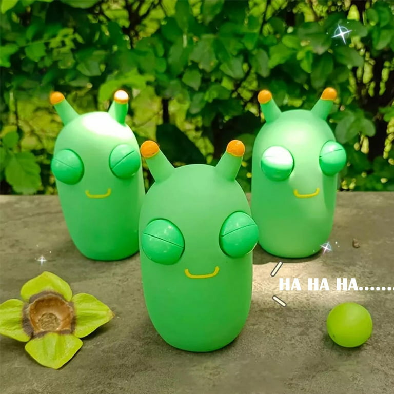 CIVG 4Pcs Funny Grass Worm Pinch Toy Green Popping Eye Bouncing Worm Toy  Suishy Squeeze Toy Animal Stress Relief Toy Sensory Fidget Toy for Kids  Adults Boys Girls 
