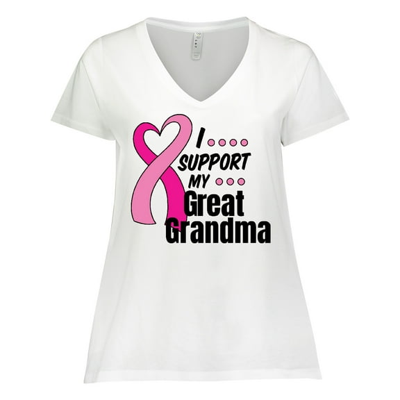 Inktastic Breast Cancer Awareness I Support My Great Grandma Women's Plus Size V-Neck T-Shirt