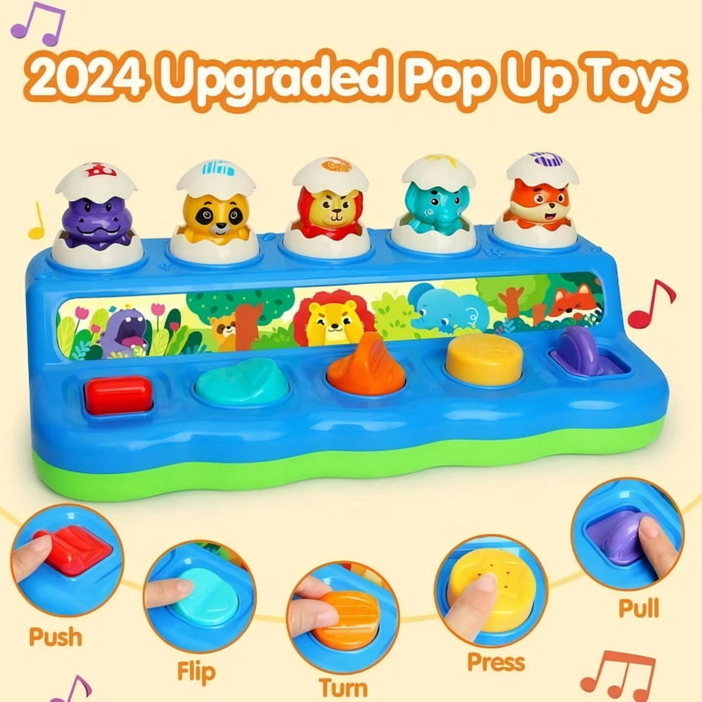 Wanonoo Interactive Pop Up Toys for 1 Year Old Boys Girls Birthday Gifts, Montessori Cause and Effect Toys, Early Learning Musical Baby Toy 6-12 Months, Sensory Toys for Infant Baby 9-12-18 Months