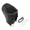 thumbnail image 1 of Cubierta de pomo de cambio de marcha Unique Bargains para Kia Forte 2014-2016, antideslizante, texturizada, negra y gris, protector de mango de cambio de cuero sintético, 1 pieza, 1 of 1