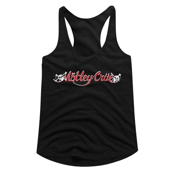 Motley Crue Red and White Logo Black Junior Women's Racerback Tank Top T-Shirt