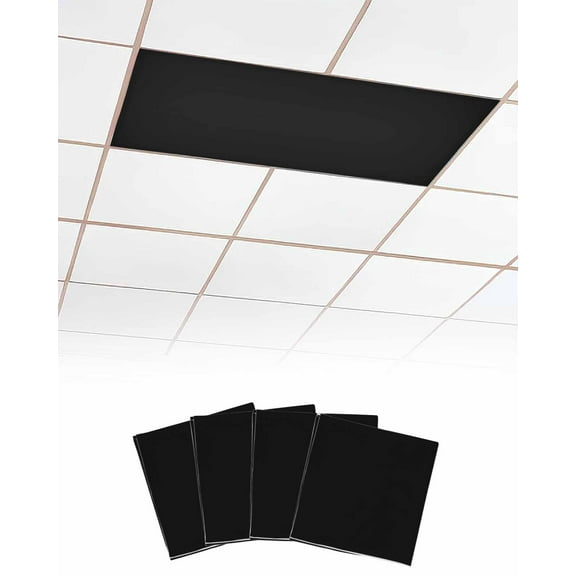4 Pack Fluorescent Light Covers For Classroom Pure Black Solid Color Magnetic Light Covers For Fluorescent Light Shade, Light Filters, For Home, Office, Hospital, Decoration