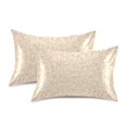 thumbnail image 2 of Haosy Satin Pillowcase for Hair and Skin Standard Cooling Silk Pillow Case with Envelope Closure Beige Small Floral Motifs 20"x40", 2 of 9