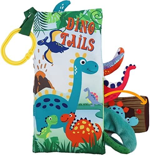 Dinosaur Toys Baby Books Soft Crinkle Cloth Books for Babies Infants  Toddler Toys, Early Development Interactive Car & Stroller Soft Toys Gifts  for Baby Girls Boys Touch and Feel Tails Baby Book(Bebe) 