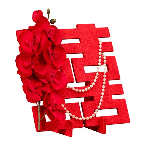 Adorno de boda BLESIY caracter Chino tradición Chino Rojo Feliz artesanía DIY Estilo D