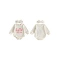 thumbnail image 2 of Cjfdfy Newborn Baby Girl Fall Outfit Hello Sis Embroidered Long Sleeve Waffle Knit Romper With Hairband Cute Baby Coming Home Fall Winter Clothes 0-18 Months, 2 of 9