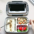 thumbnail image 3 of Lunch box bento box; 304 stainless steel dinner plate; heated lunch box portable fast food insulated compartmented lunch box (black, four grids) Tableware Stylish, 3 of 10