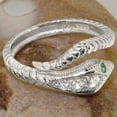 thumbnail image 4 of LBG British Made 10k White Gold ring with Natural Diamond & Emerald Womens Band Ring - 33 size options - Size 11, 4 of 6