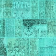 thumbnail image 1 of Ahgly Company Indoor Square Patchwork Turquoise Blue Transitional Area Rugs, 4' Square, 1 of 4