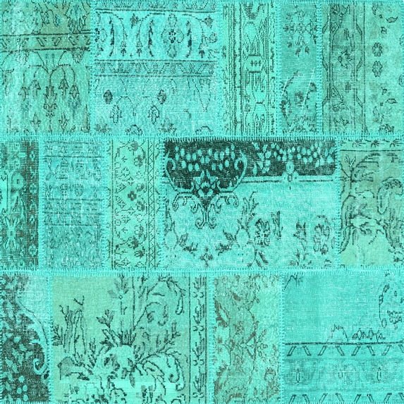 Ahgly Company Indoor Square Patchwork Turquoise Blue Transitional Area Rugs, 4' Square