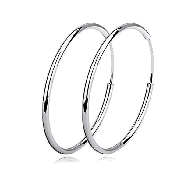 Hoop Earrings Sterling Silver Polished Round Circle Endless Earrings Diameter 20,30,40,50,60,70,80mm Ref: 4225