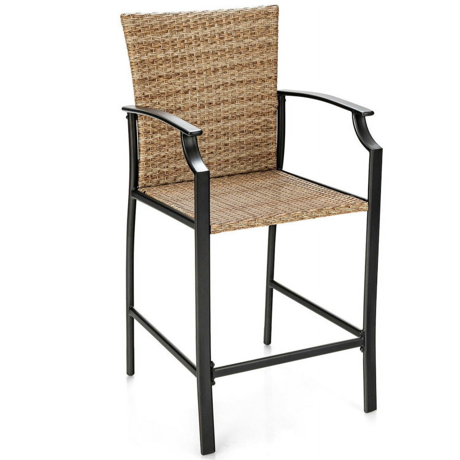 Aimee Lii Patio Rattan Bar Stools Set of 4 with Soft Cushions, Outdoor Patio Furniture Aimee Lii Patio Rattan Bar Stools Set of 4 with Soft Cushions, Outdoor Patio Furniture