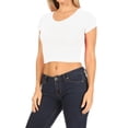 thumbnail image 4 of Women's  2-Pack Short Sleeve Stretch Round Neck Solid Cropped Top, 4 of 4