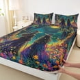 thumbnail image 3 of Manfei Halloween Witch Queen Sheet Sets,Colorful Rustic Flower Flat Sheet,Galaxy Starry Sky Queen Fitted Sheet For Girls,Breathable Home Decor,4 Pieces, 3 of 7