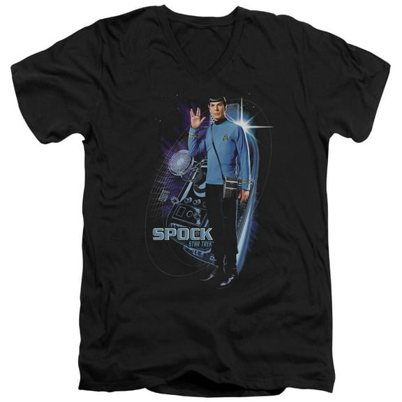 Star Trek Galactic Spock Adult V-Neck T-Shirt Black