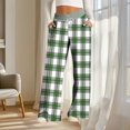 thumbnail image 4 of Rutainlusire Womens Trendy Plaid Printed Comfy Loose Pants 2025 Women's Fashionable Striped Printed Drawstring Wide Leg Loose Casual Pocket Pants, 4 of 5