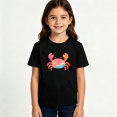 thumbnail image 2 of Girls Graphic Tees Cute Crab Floral Waves Kids T Shirt Beach Vacation 100% Cotton Short Sleeve Soft Tops 4-13Y, 2 of 5