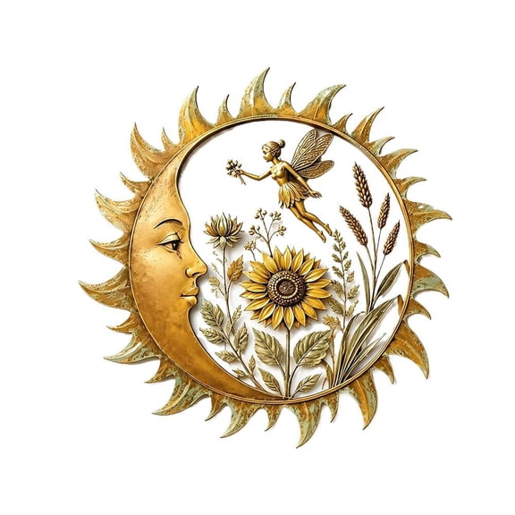 IFRINID Sun Metal Wall Decor, Rustic Iron Garden Wall Art with Nature-Inspired Design for Patio, Balcony, Fence and Home Decor