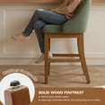 thumbnail image 6 of Set of 2 Chenille Upholstered Bar Stools in Neutral Green 26 Inch Counter Height Chairs with Solid Wood Legs, 6 of 9