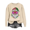 thumbnail image 2 of Holiday Graphic Tops for Women Funny Family Christmas Santa elk Print Pullover Crewneck Long Sleeve Shirts Lightweight Matching Sweatshirts, 2 of 6