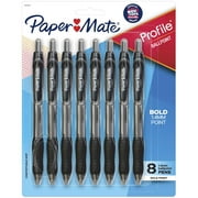 Paper Mate Profile Retractable Ballpoint Pens, Bold Tip, Black, 8 Count