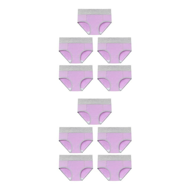 Qarigey 5 piezas de ropa interior de cintura alta sin costuras para mujer, bragas de algodón, cintura elástica, bragas de realce para Púrpura L 2piezas