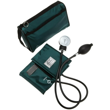 ADC Prosphyg 768 Pocket Aneroid Sphygmomanometer Blood Pressure Monitor, with Adcuff Nylon BP Cuff, Adult, and Carrying Case, Dark Green, Adcuff calibrated nylon cuff.., By American