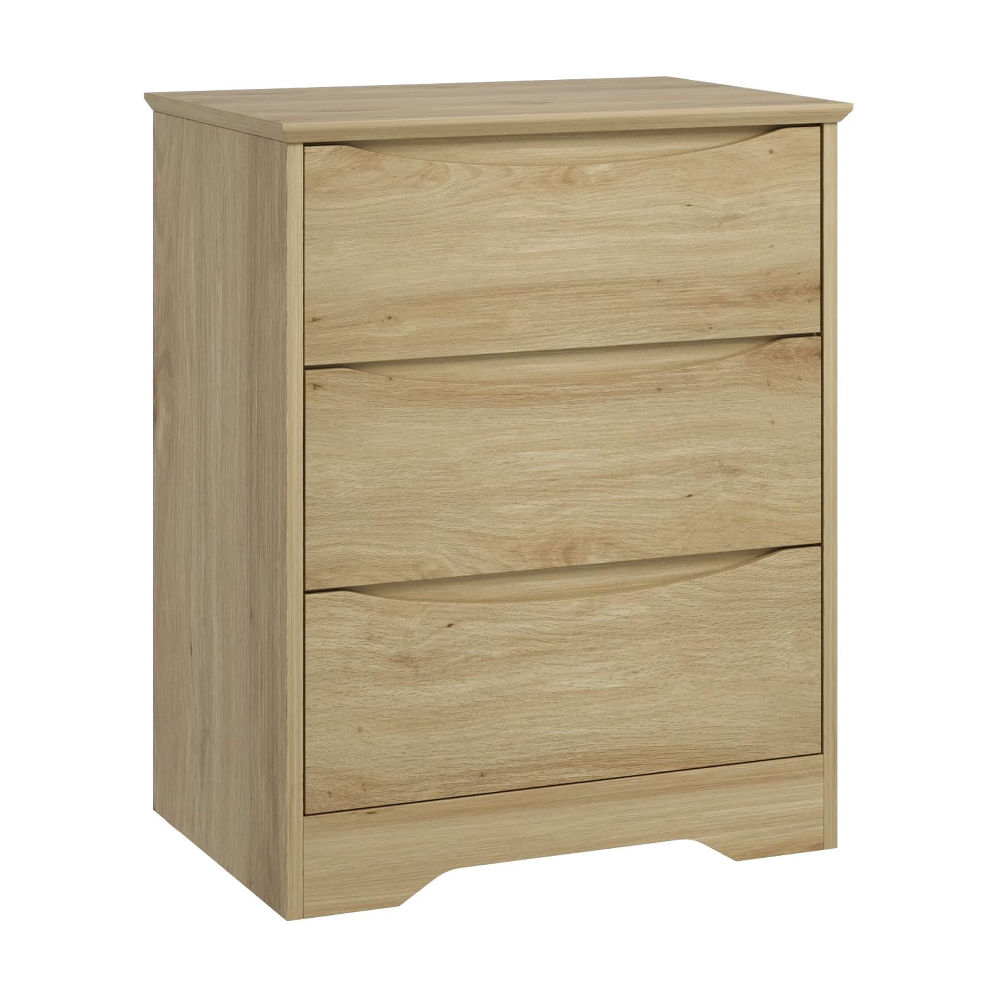 Kicctian Modern Dresser with 3 Deep Drawers, 30" Tall Wooden Storage Cabinet for Bedroom, Living Room, Entryway, Natural Wood Color