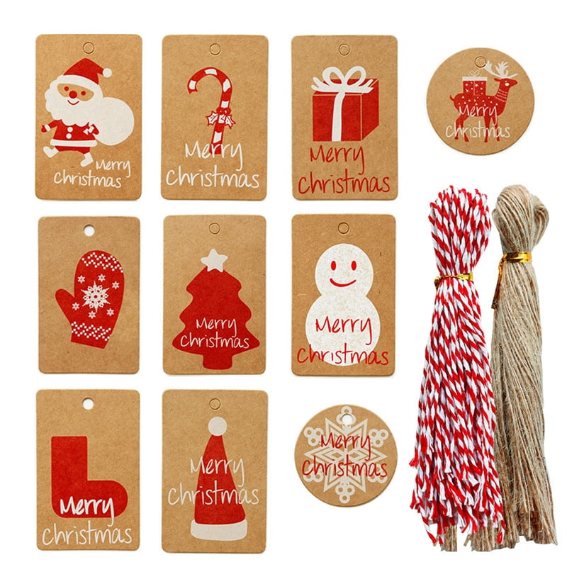 100 Pcs Christmas decorative paper gift tag label card DIY party accessories 
