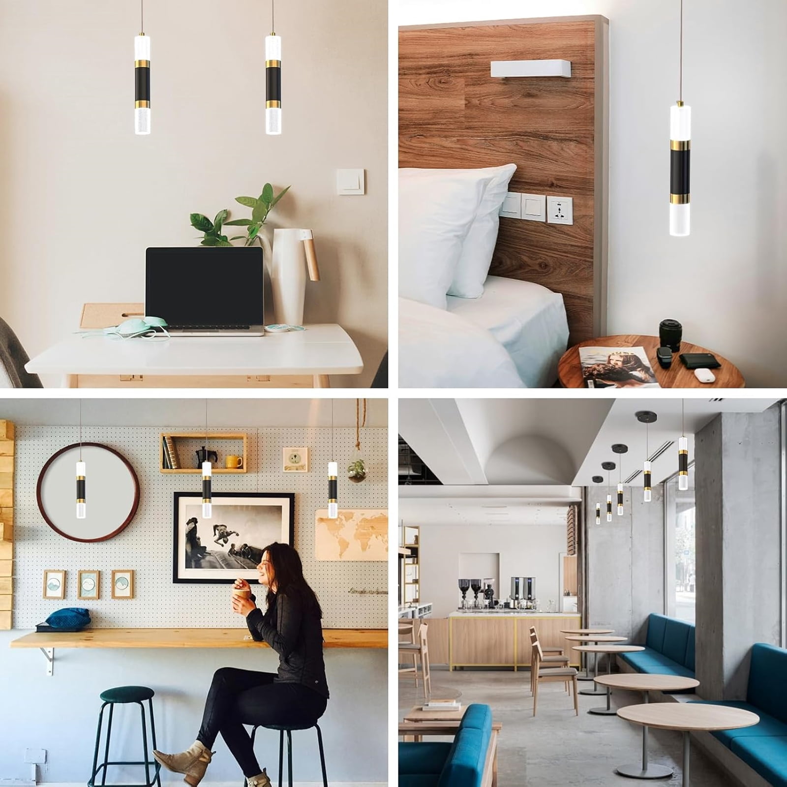 Glitnous Pendant Lighting 3 Light Ceiling Lights Hanging Lamp Black Gold LED Pendant Lights Fixtures Over The Sink Light for Kitchen Island Dining Room Bedroom Hanging LED Lights