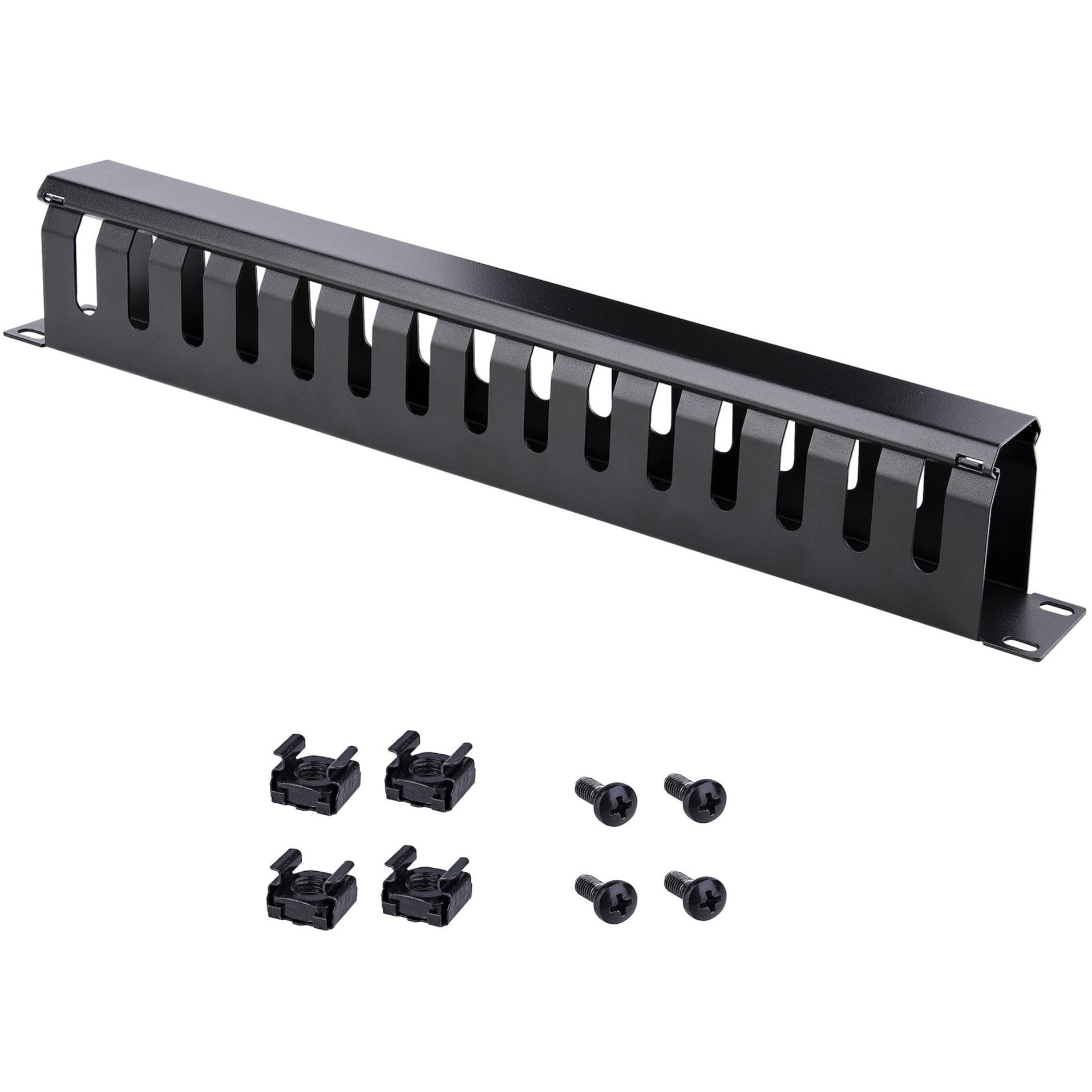 StarTech 1U Horizontal Finger Duct Rack Cable Management Panel with Cover