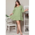 thumbnail image 4 of a.Jesdani Robe Courte Verte à Col en V Grande Taille : Volants Texturés et Douceur en Coton, 4 of 8