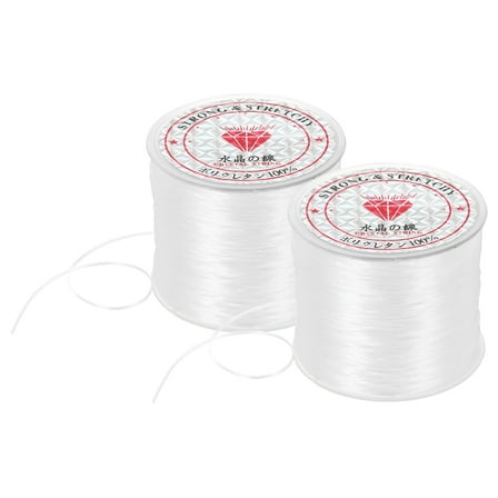 2 Rolls Elastic String for Bracelets, 0.8mm Stretch Bead Cord White, 100m
