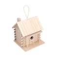 thumbnail image 3 of Casa de madera para pájaros colgante, cabaña de troncos para pájaros, decoración exterior e interior de la casa., 3 of 14