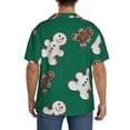 thumbnail image 3 of Gukieu Gingerbread Snowman Cookies Print Men's Short-sleeved Shirts, Button-down Pocket Shirts, T-shirts, Beach Vacation Travel Summer Clothing-Large, 3 of 5